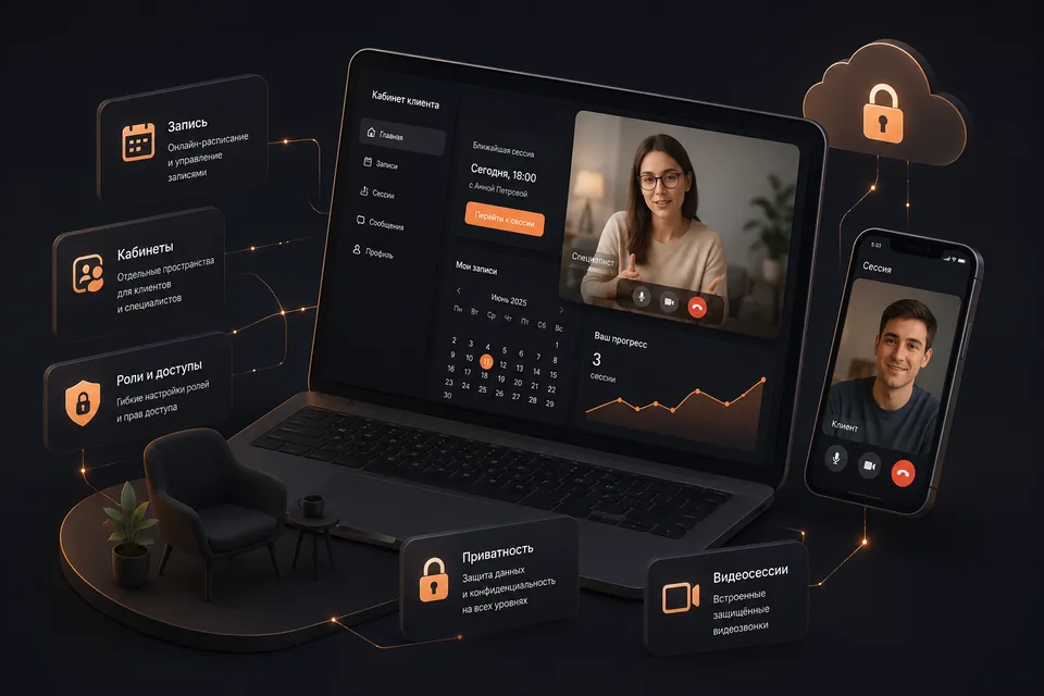 Иллюстрация онлайн-платформы психологической помощи